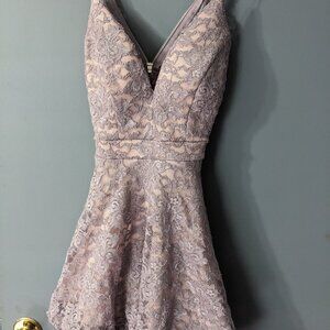 Homecoming formal cocktail lace sparkle purple dress XS XXS zero junior